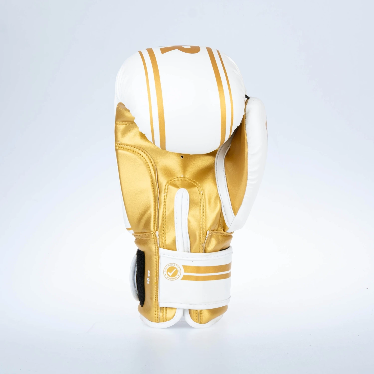 Fighter Boxing Gloves Basic Stripe - White/gold 4 Fighter Boxing Gloves Basic Stripe - White/gold - Image 2