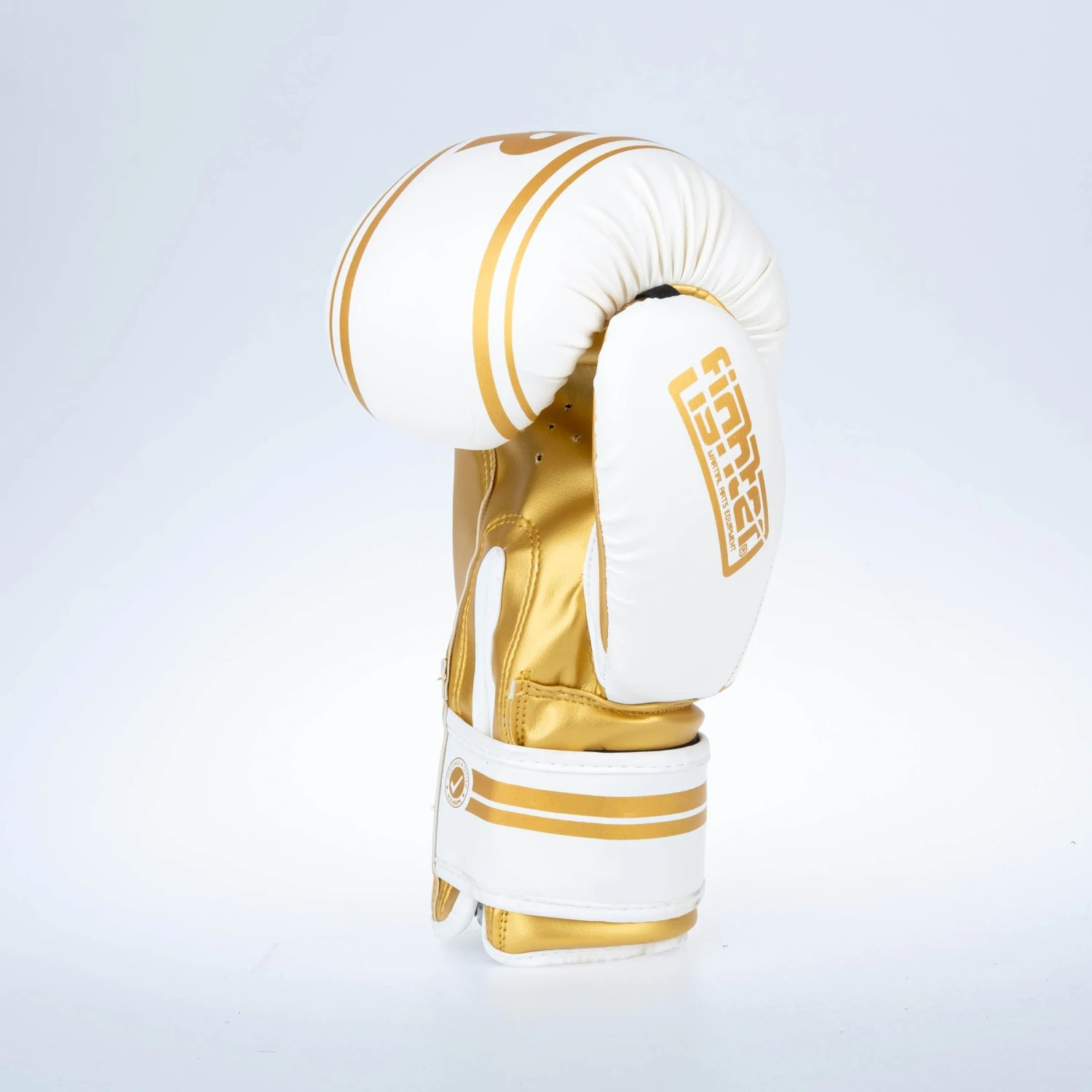 Fighter Boxing Gloves Basic Stripe - White/gold 5 Fighter Boxing Gloves Basic Stripe - White/gold - Image 3