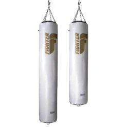 Fighter Boxing Bag Professional - White/gold, 150cm & 180cm; Diameter 36cm