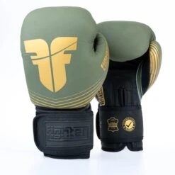 Fighter Boxing Gloves SPLIT Stripes - Khaki/gold -Boxing Shop FBG 001 SKH09