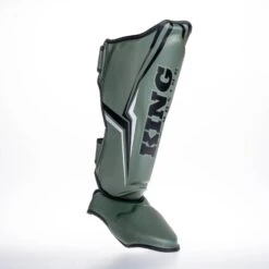 King Pro Boxing Shin Guards THOR - Khaki/silver -Boxing Shop KBPSGL THOR GR03